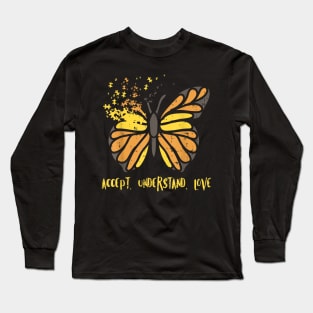 Accept Understand Love Butterfly Autism Awareness Long Sleeve T-Shirt